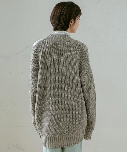 肩部開叉寬鬆針織開衫