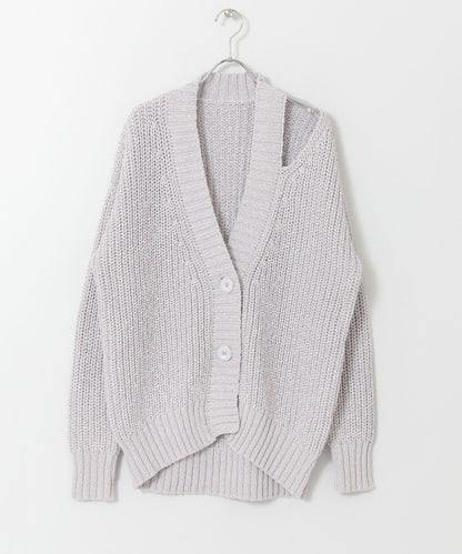 肩部開叉寬鬆針織開衫