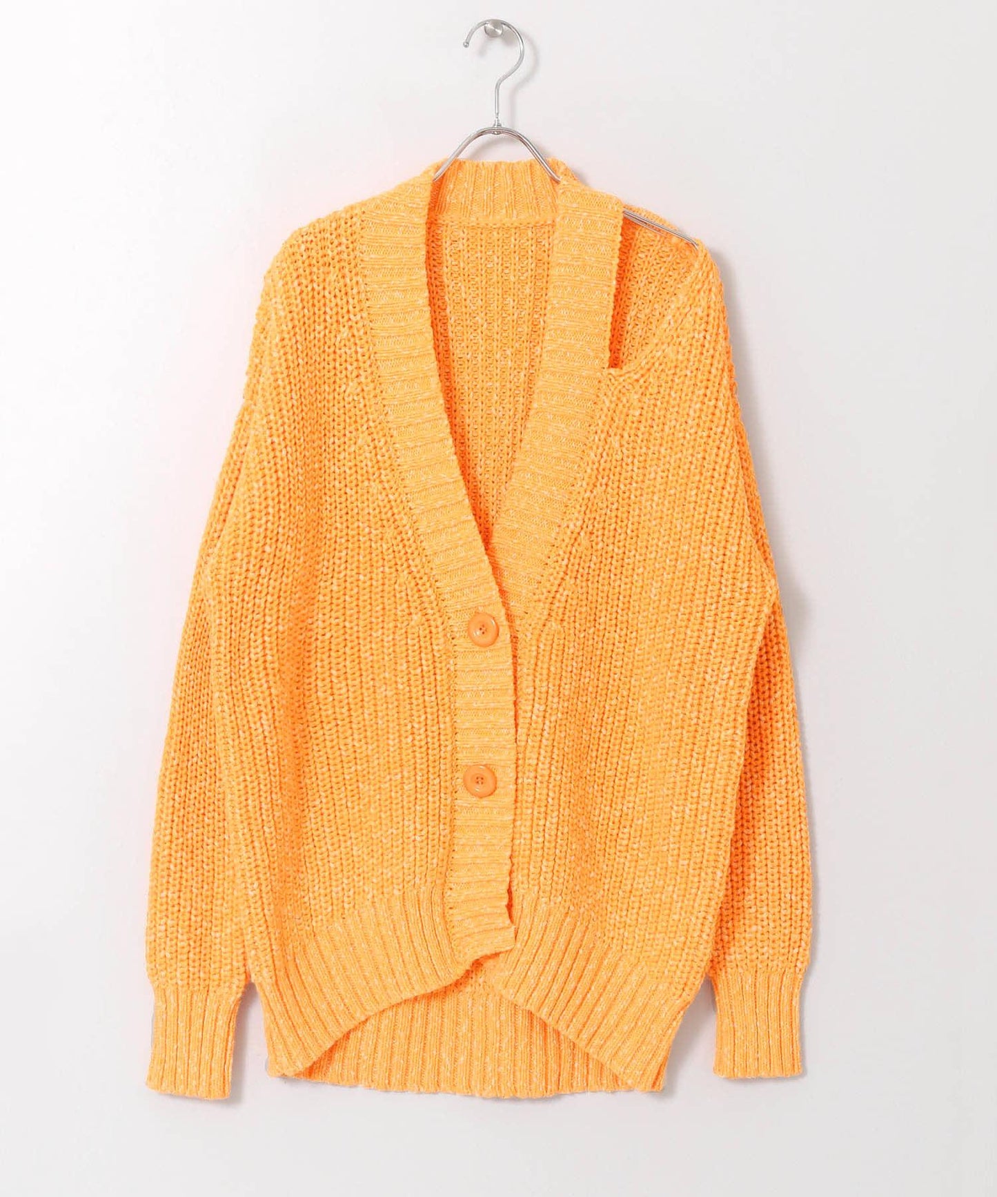 肩部開叉寬鬆針織開衫