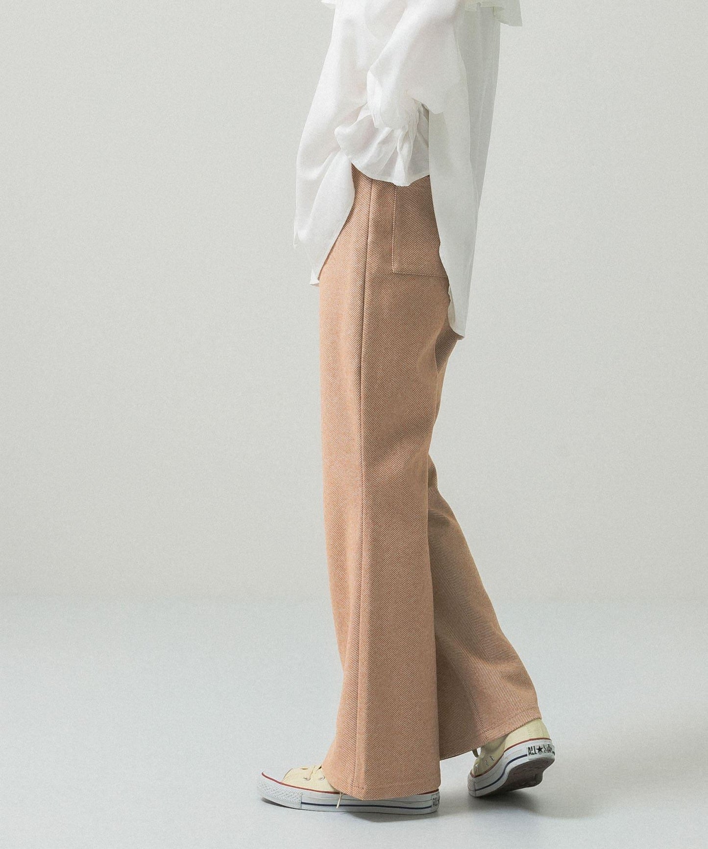 彈力人字紋喇叭褲