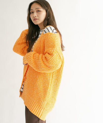 肩部開叉寬鬆針織開衫