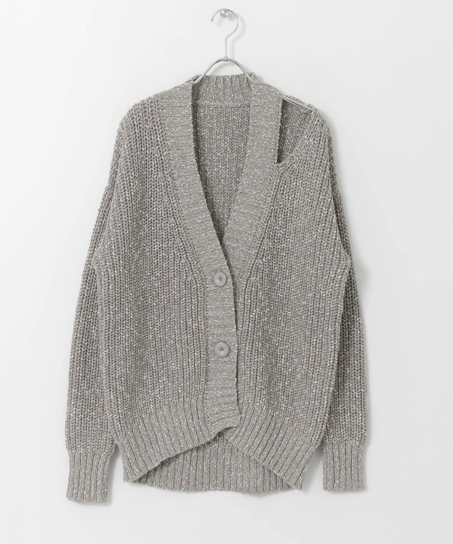 肩部開叉寬鬆針織開衫