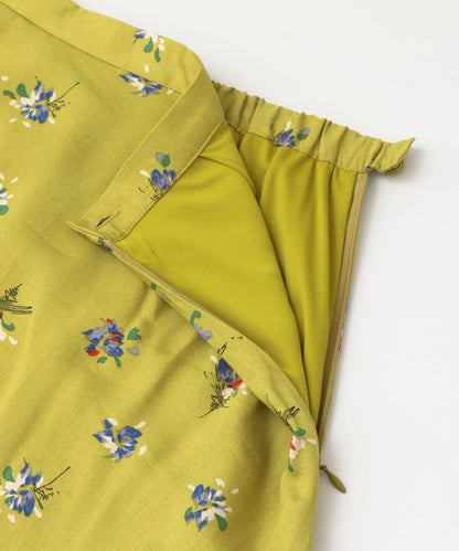 花卉不對稱下襬斜裁半身裙