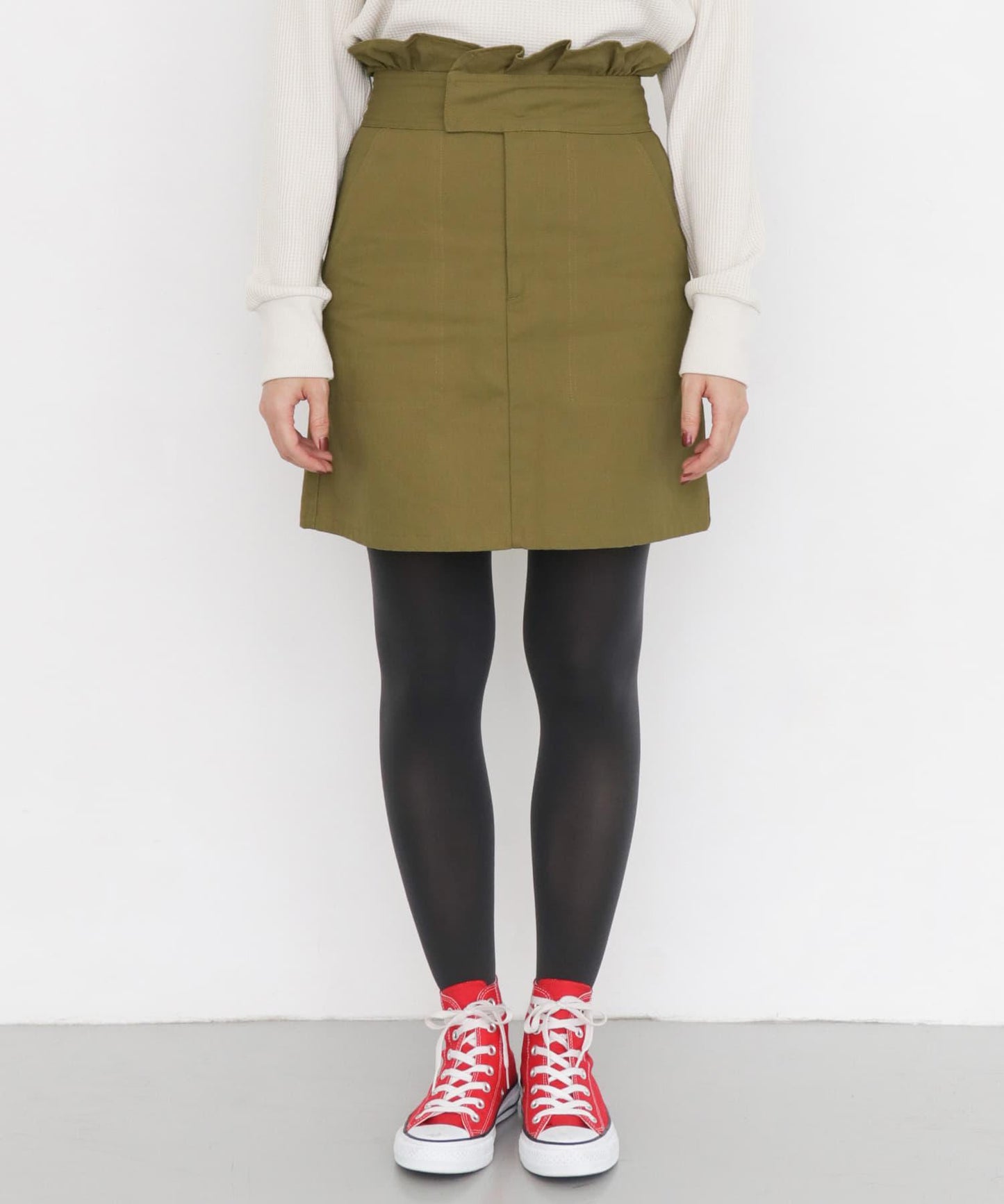 高腰荷葉邊迷你裙