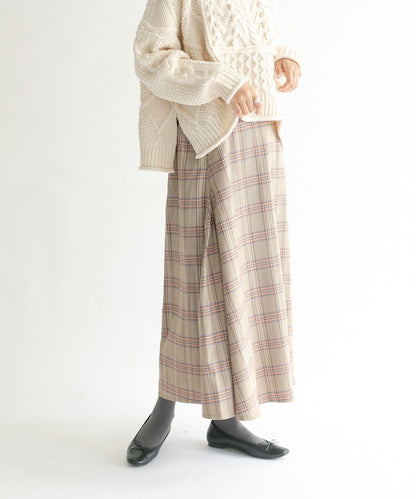 格紋高腰喇叭長裙