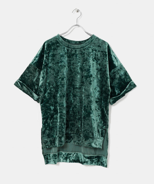 撞色天鵝絨寬鬆T恤