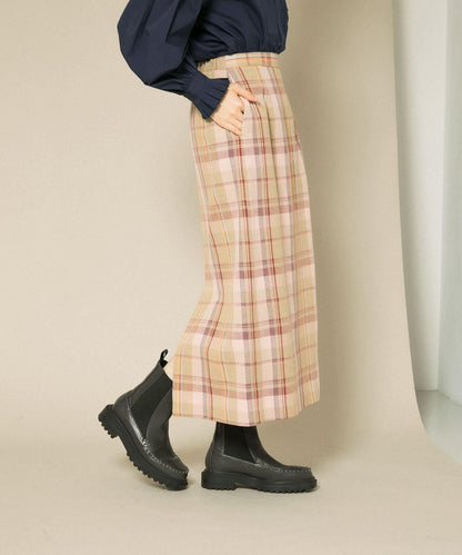 格紋I型中長裙