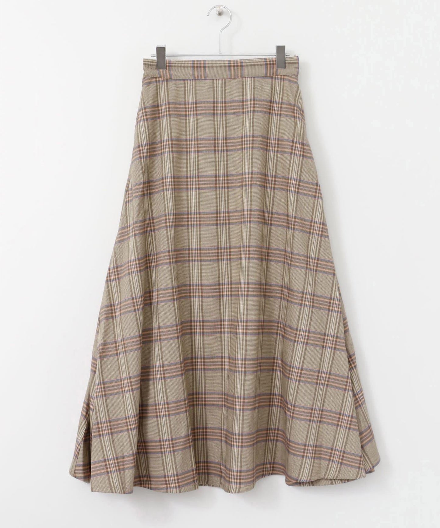 格紋高腰喇叭長裙