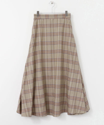 格紋高腰喇叭長裙