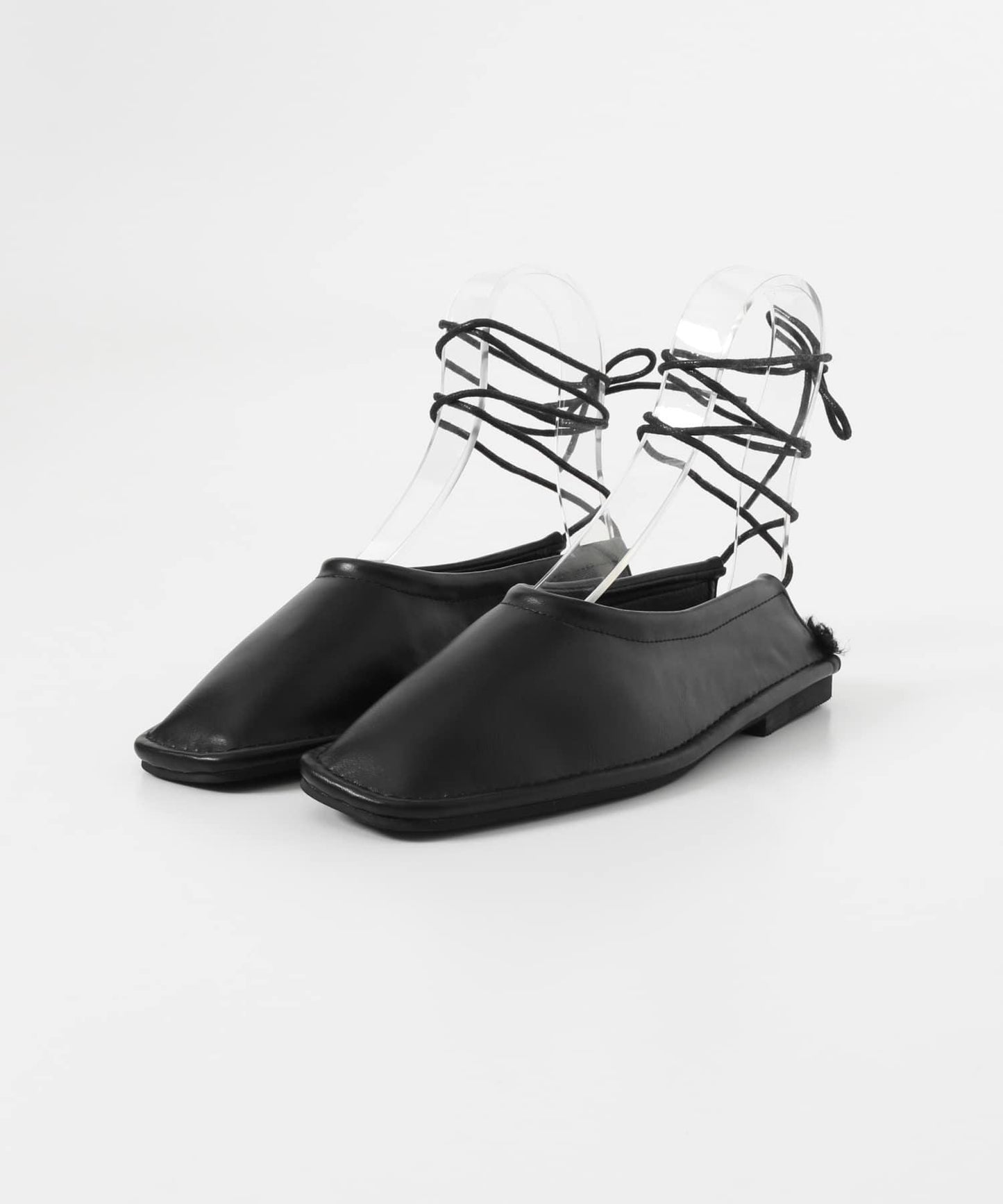 方頭縫線繫帶高跟鞋∴