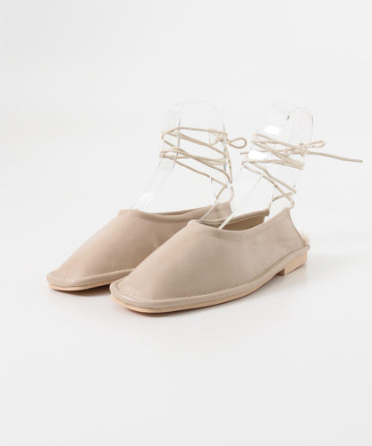 方頭縫線繫帶高跟鞋∴