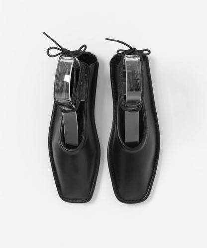 方頭縫線繫帶高跟鞋∴