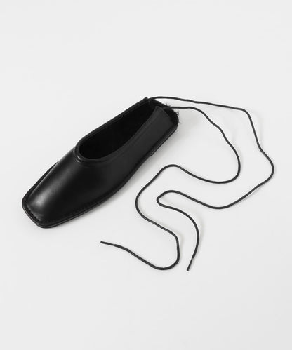 方頭縫線繫帶高跟鞋∴