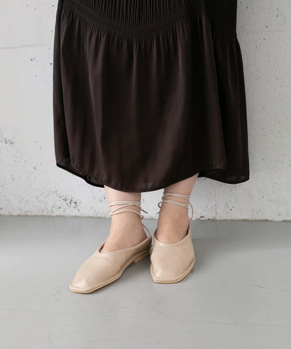 方頭縫線繫帶高跟鞋∴