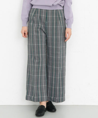 翻邊格紋長褲