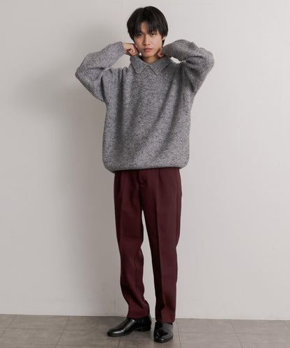 硬挺斜紋中線直筒褲