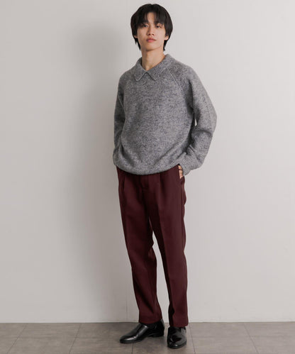 硬挺斜紋中線直筒褲