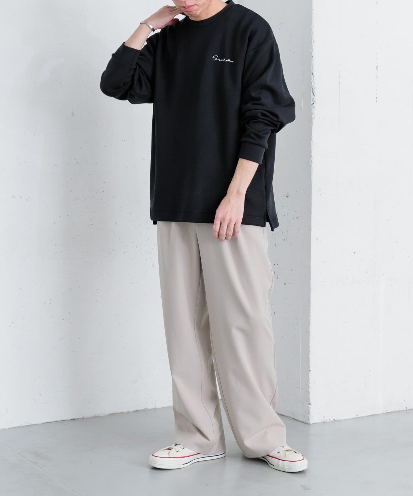 『イージーケア』雙褶寬鬆長褲