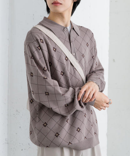 花卉提花針織POLO衫