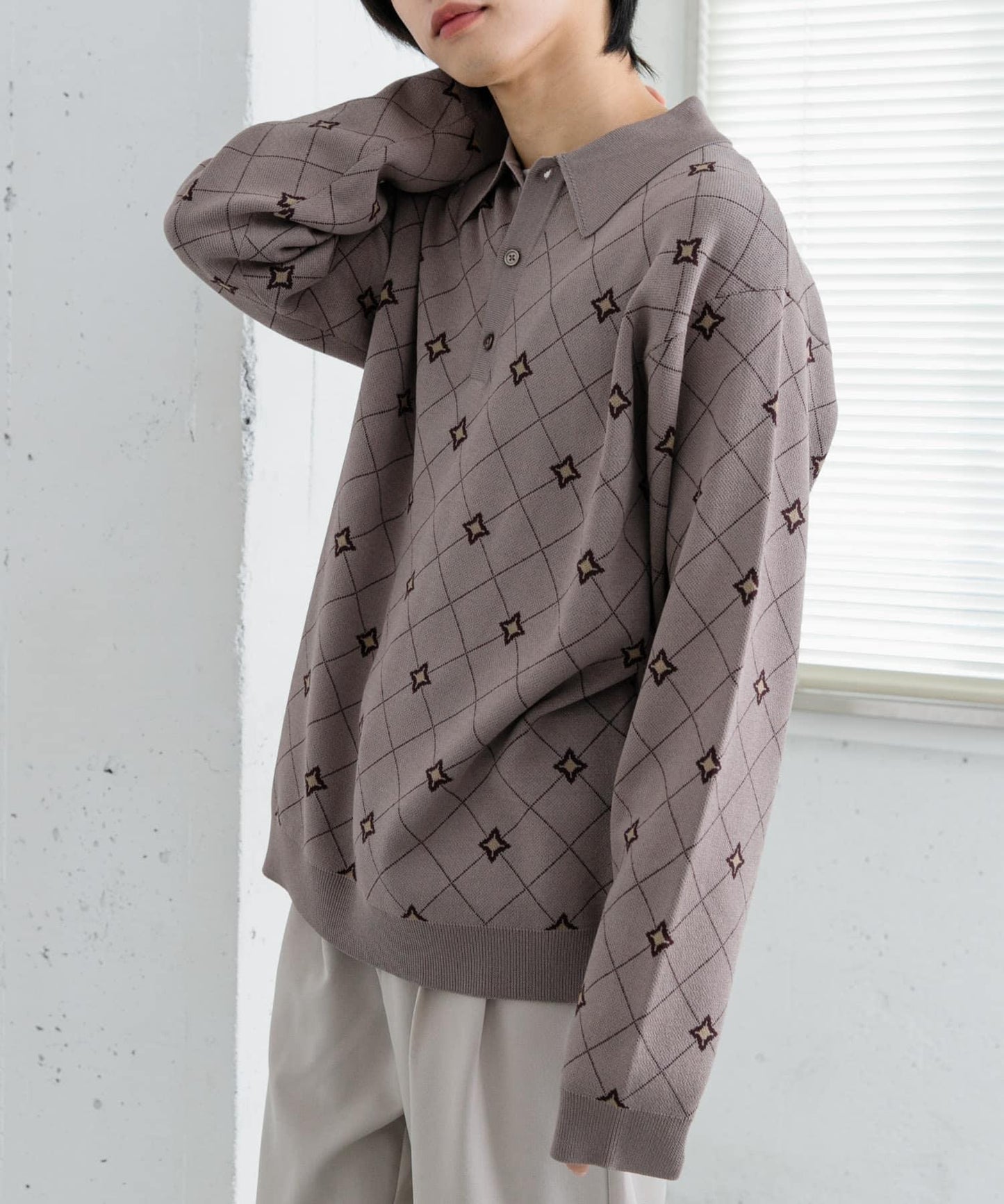 花卉提花針織POLO衫