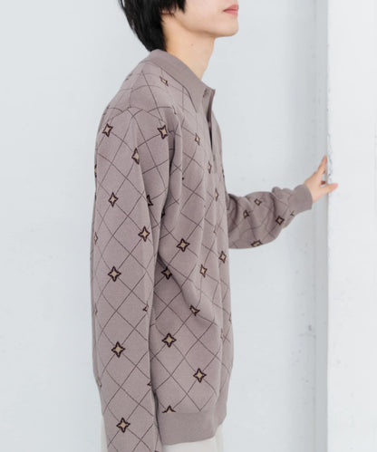 花卉提花針織POLO衫