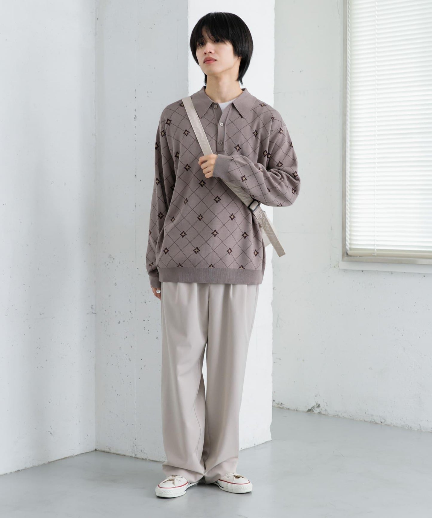 花卉提花針織POLO衫