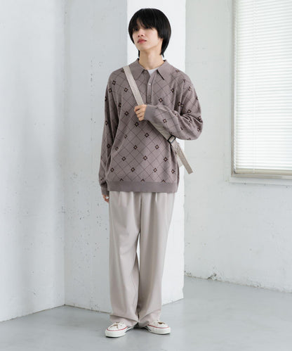 花卉提花針織POLO衫