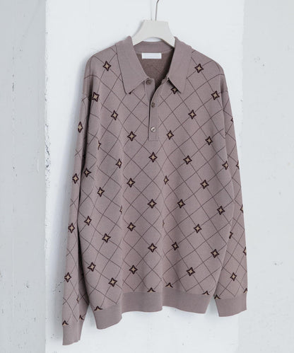 花卉提花針織POLO衫