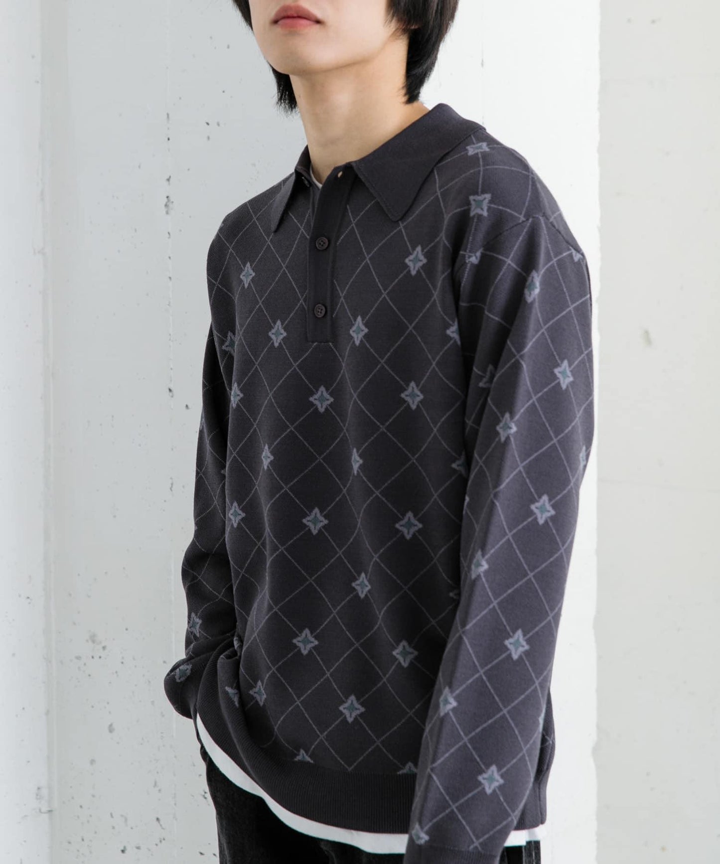 花卉提花針織POLO衫