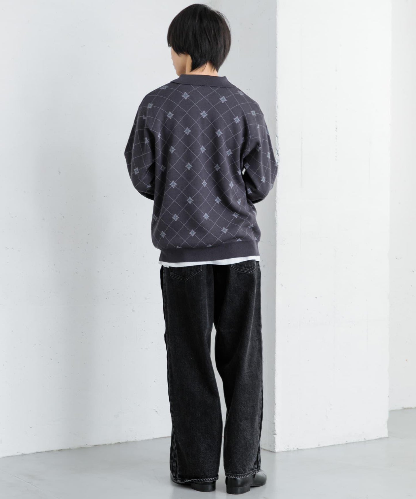 花卉提花針織POLO衫