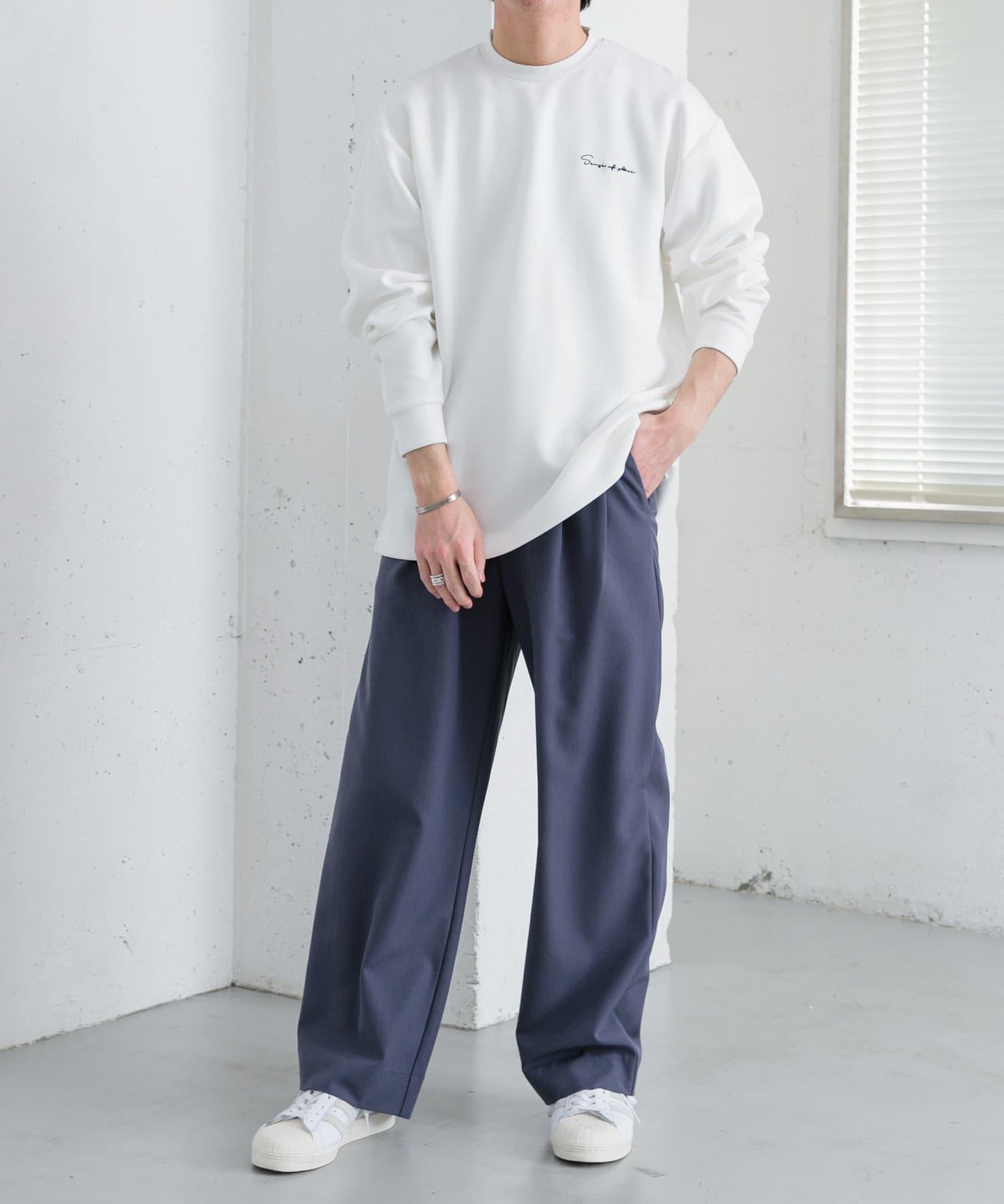 『イージーケア』雙褶寬鬆長褲