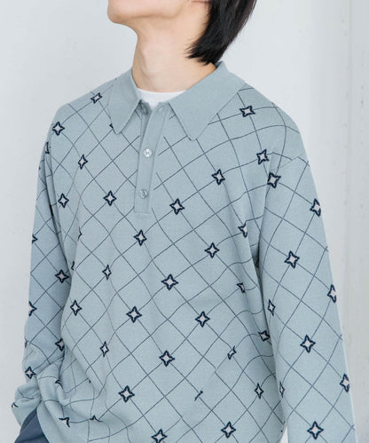 花卉提花針織POLO衫