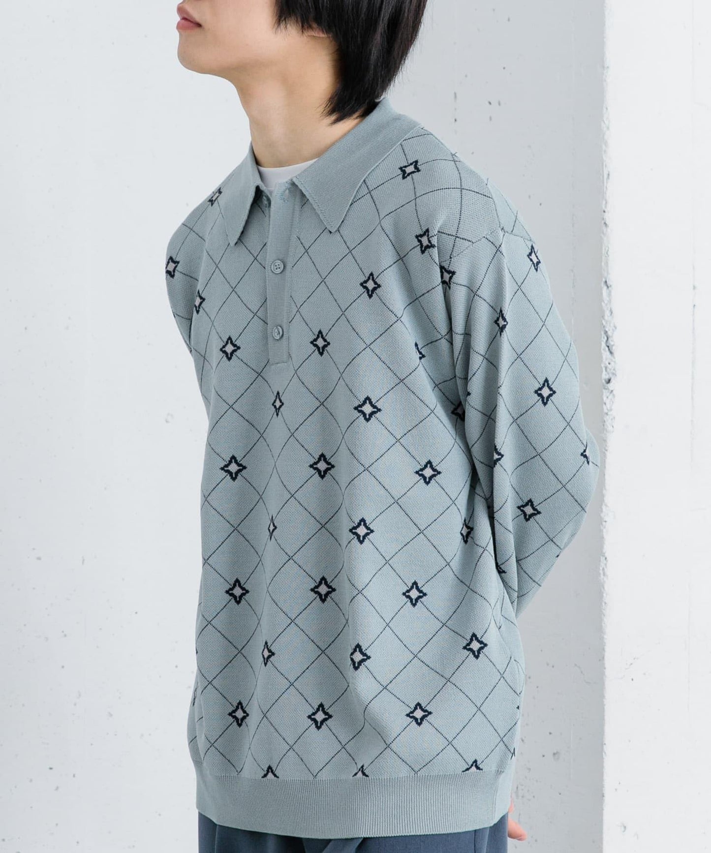 花卉提花針織POLO衫