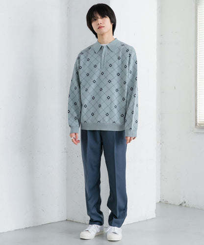 花卉提花針織POLO衫