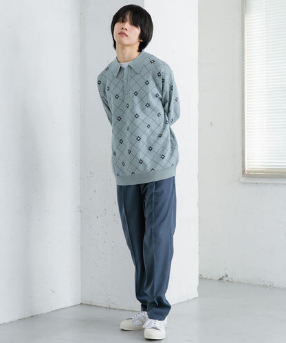 花卉提花針織POLO衫