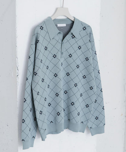 花卉提花針織POLO衫