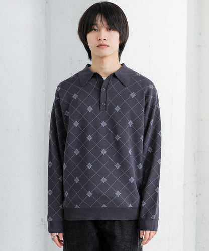 花卉提花針織POLO衫