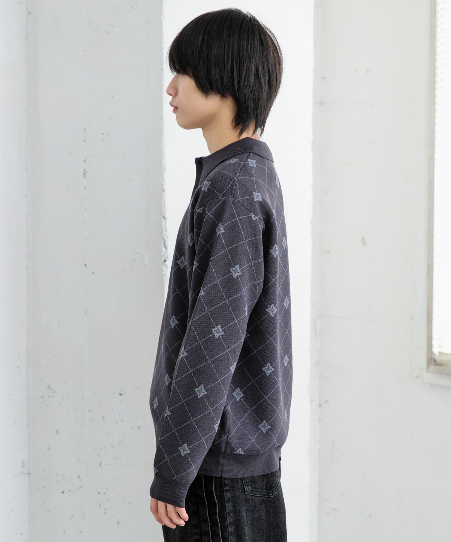 花卉提花針織POLO衫