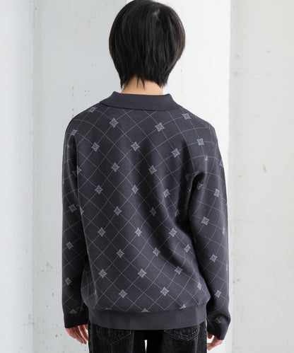 花卉提花針織POLO衫