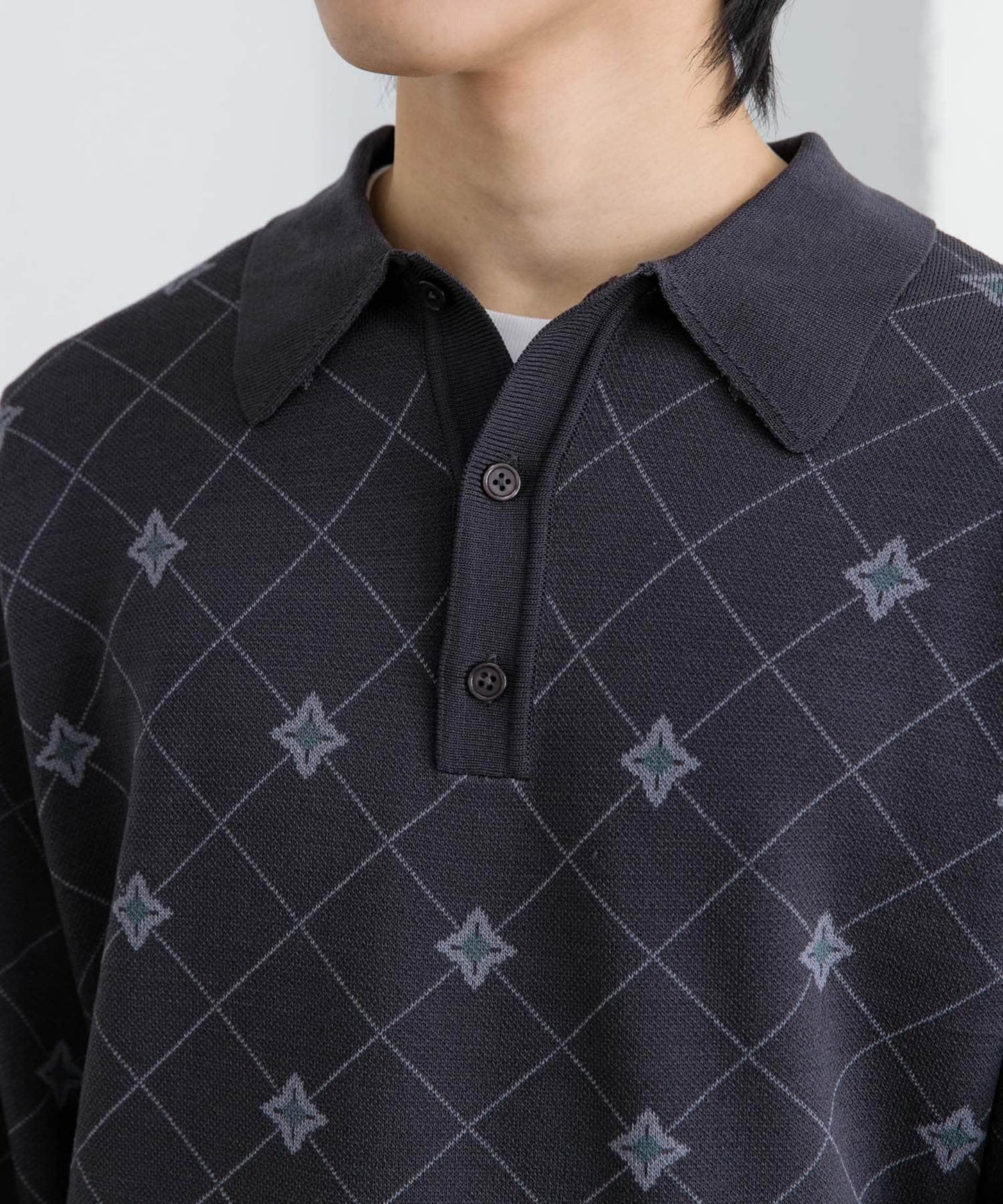 花卉提花針織POLO衫