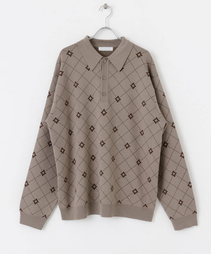 花卉提花針織POLO衫