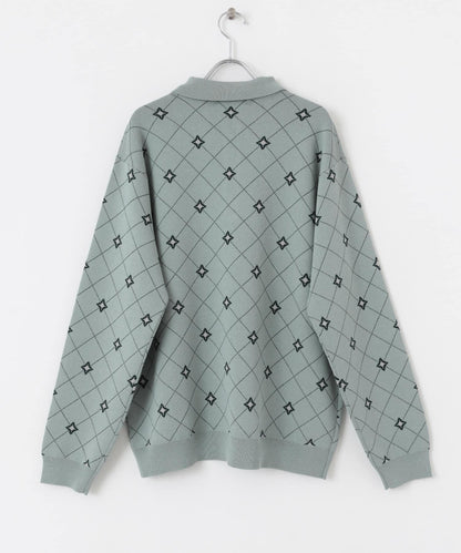 花卉提花針織POLO衫