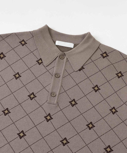 花卉提花針織POLO衫