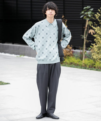 花卉提花針織POLO衫