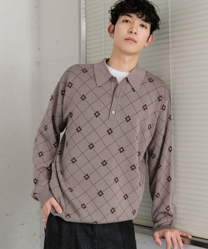 花卉提花針織POLO衫