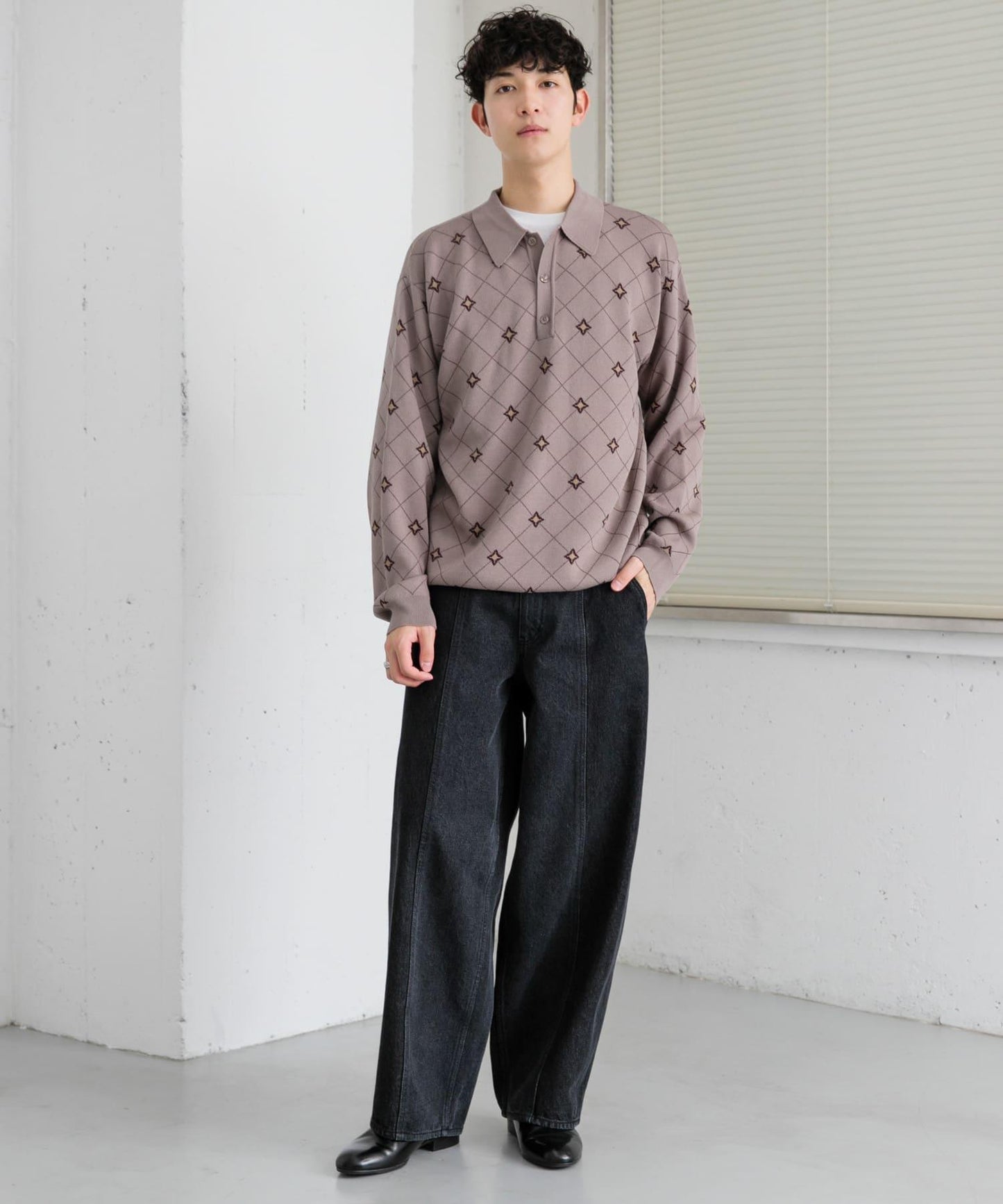 花卉提花針織POLO衫