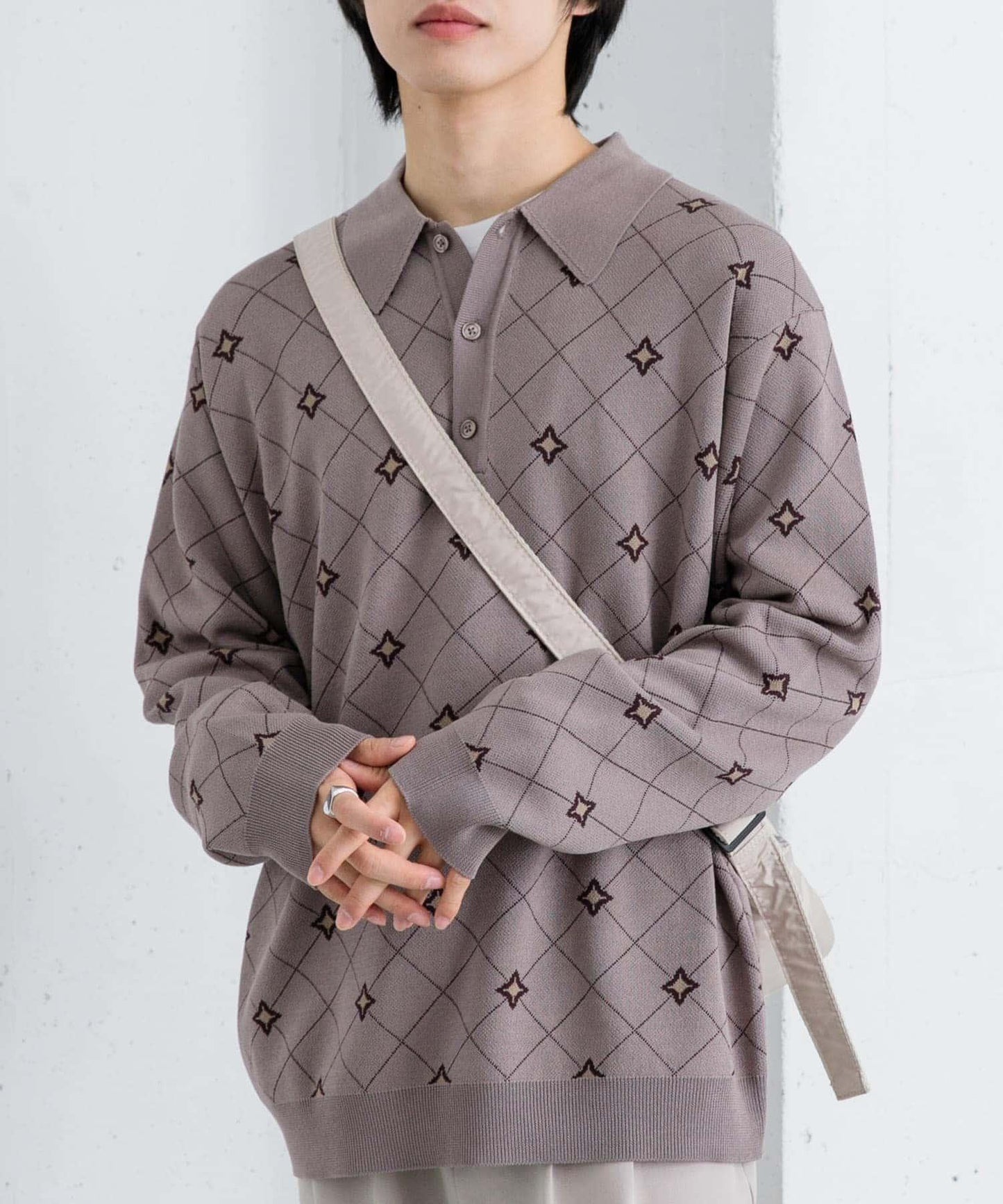 花卉提花針織POLO衫