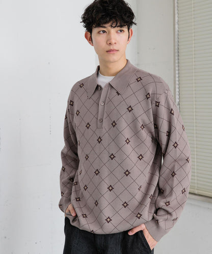 花卉提花針織POLO衫