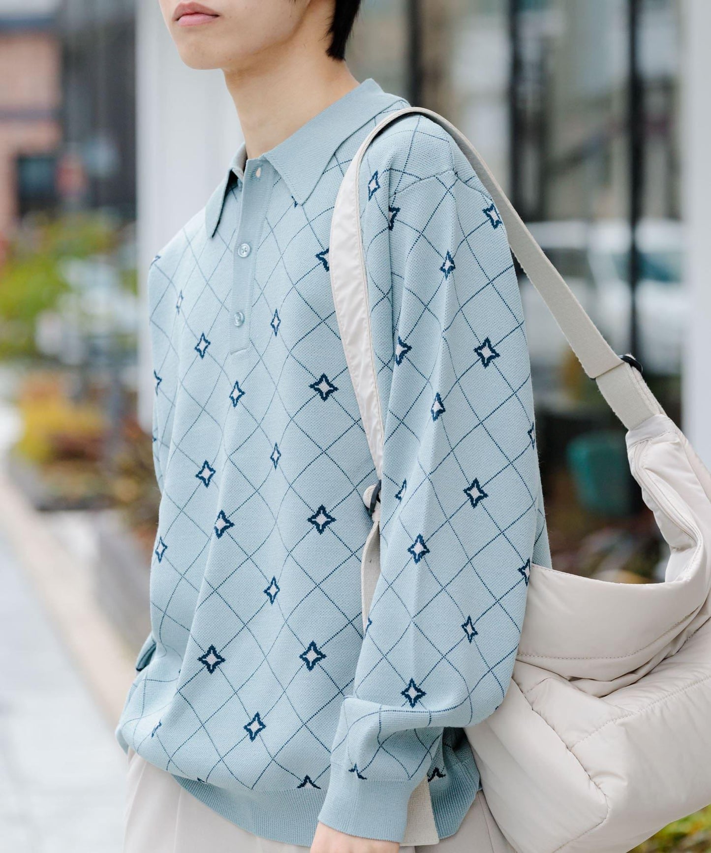 花卉提花針織POLO衫