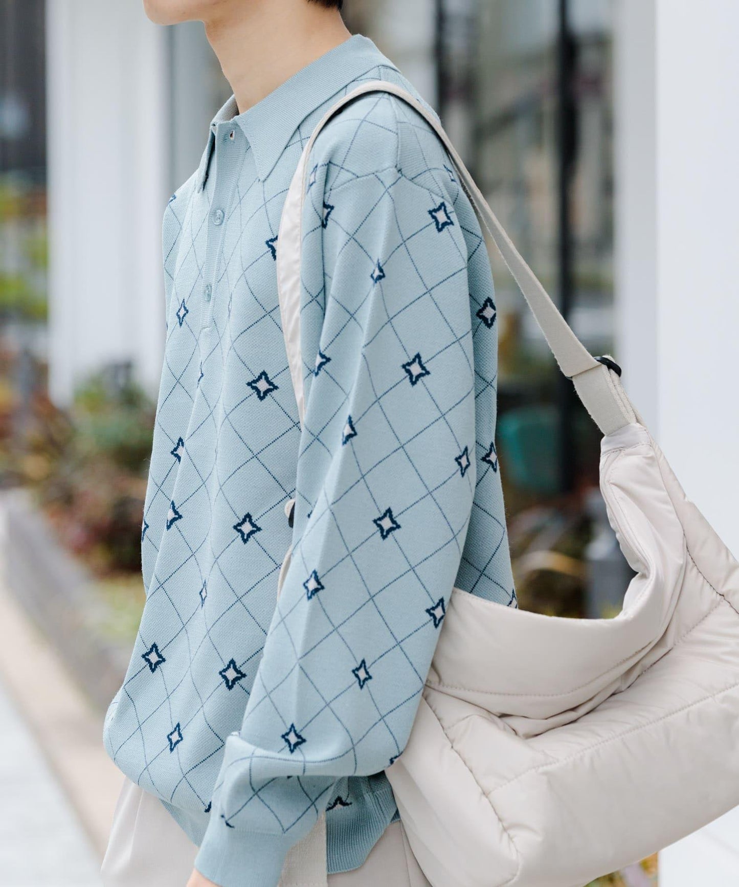 花卉提花針織POLO衫